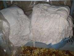 Assorted Blankets And Plastic Shelving Unit