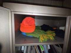 Contents Of Metal Cabinet Only Men's & Women's Coats,Hats,Gloves Approx Med.