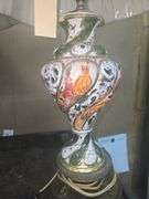 2 Beautiful Mid Century Capodimonte, Porcelain, Hand Painted Table Lamps with Shades