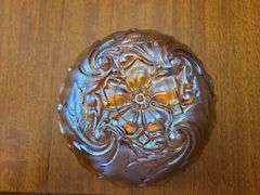 3 Pc. Vtg Iridescent Amber Art Glass Flower Bowl Candy Nut Fruit Dish