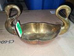 Brass Double Swan Candy Dish