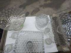 Vintage Fostoria, Punch Bowl, Pitcher, Pedestal, Serving Tray, Creamer and Sugar Bowl