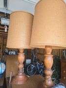 2 Wooden Base Table Lamps