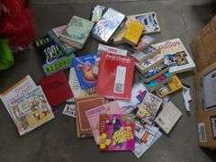 2 Boxes Of Assorted Books, Kid's Books, Guinness World Records, And Guitar Books