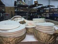 Vintage Edwin Knowles, Lacquer Blossom Dinnerware Set (Approx 90 Pcs)