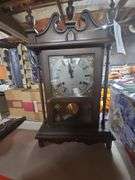 Stellar 31-Day Wood Case Pendulum Clock, Collectible 6" Vintage Avon China Ivory Porcelain Winter Rose Mantel Table Clock