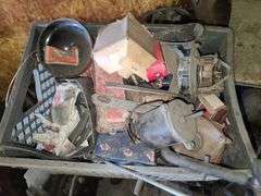 Small Block Chevy Heads, FWD Dodge Transmission and Assorted Engine and Car Parts, Under Workbench