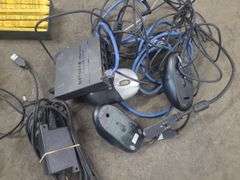 Lumber Crayons, Staples, Dynex Ethernet Switches, Mouse, And Power Cords