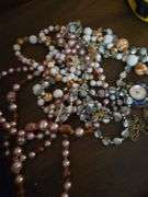 Jewelry Box, Dresser Boxes W/ Costume Jewelry, Pins, Necklaces, Earrings