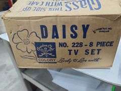 Two Daisy 8pc Daisy TV Dish and Cup Sets (in boxes) and One Salad Bowl and Six Dessert Bowls