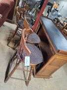 Wood Bar and Four Barstools