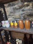 4 Shelves Of Salt and Pepper Shakers, Pins, Doll