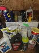 Box of Partial Cleaning Supplies, Wax, Oil and More