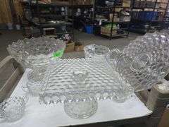 Vintage Fostoria, Punch Bowl, Pitcher, Pedestal, Serving Tray, Creamer and Sugar Bowl