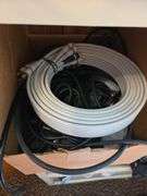 6 Shelf Shelving Unit & Contents, Cables,Extension Cords, Sercurity Cameras