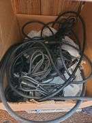 6 Shelf Shelving Unit & Contents, Cables,Extension Cords, Sercurity Cameras