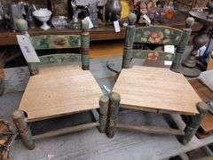 2 Antique Children Chairs,Ty Beanie, Dolls, Tambourines, Mirror