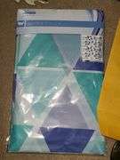 2 Boxes Of Office Supplies, Shelf Liner, Size 6 Crocs, Cash Drawer, Shower Curtain, And Painted Saw Blades