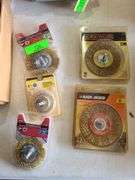 Five Brass Wire Wheels, NIP