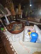 Contents On Top Of Dresser, 4 Lamps, Decorations