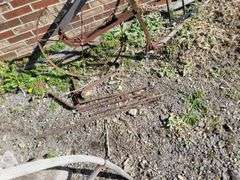 Approx 1900 Wheel Push Cultivator/ Garden Plow & scythe
