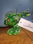 Murano Glass Fish Figurine Made With The Millefiori Technique.