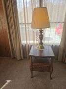 End Table And Lamp (Table Approx. 2ft Tall) (Lamp Approx 34")