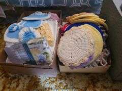 Suitcase And Crocheted Hot Pads