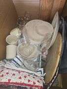 2 Boxes Vintage Mason Jars, Corelle Corning Set, Various Dishes
