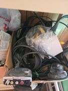 6 Shelf Shelving Unit & Contents, Cables,Extension Cords, Sercurity Cameras