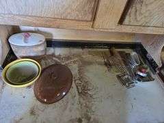 Antique Bakers Cabinet & Contents W/ Porcelain Top Approx 40" x 25" x 79" Tall