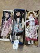 3 Porcelain Dolls In Boxes