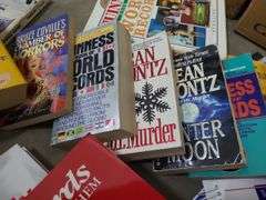 2 Boxes Of Assorted Books, Kid's Books, Guinness World Records, And Guitar Books