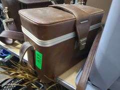 Assorted Cameras And 2 Leather Bags
