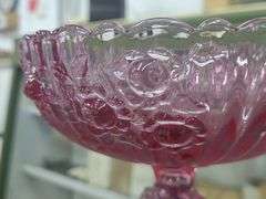 Vintage Fenton Rose Colonial Pink Round Footed Compote