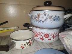 Contents Of 5 Lower Cabinets, Plasticware, Pots, Pans, Bakeware, And Kettle