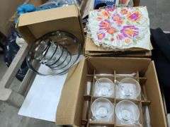 Two Daisy 8pc Daisy TV Dish and Cup Sets (in boxes) and One Salad Bowl and Six Dessert Bowls