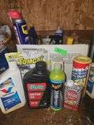 Box of Partial Cleaning Supplies, Wax, Oil and More