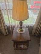 End Table And Lamp (Table Approx. 2ft Tall) (Lamp Approx 34")