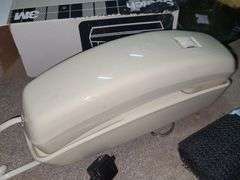 2 Boxes Of Office Supplies, Shelf Liner, Size 6 Crocs, Cash Drawer, Shower Curtain, And Painted Saw Blades