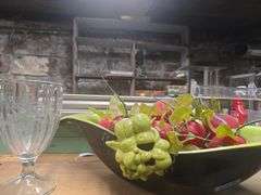 Decorative Fruit Center Piece, Cut Glass Goblet