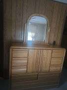 2 Pc Bedroom Set Full/Double Size Head Board With Storage, 9 Drawer Dresser with Shelves and Mirror