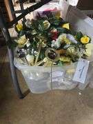 Tote of Artificial Flowers, Decorative Candle Holders