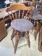 Wood Bar and Four Barstools
