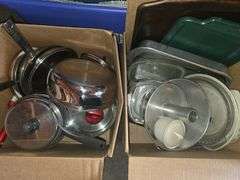 2 Boxes Pots, Pans, Baking Dishes