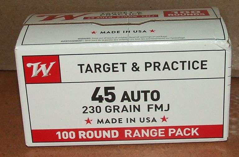 100 Rounds Winchester .45 Auto 230 gr FMJ