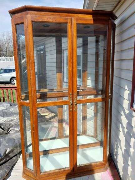 Oak China Cupboard with Glass Shelves