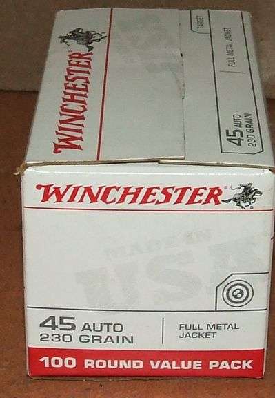 100 Rounds Winchester .45 Auto  230 gr FMJ