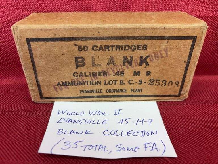 WWII 35 Blank Cartridges 45 Cal M-9 Evansville