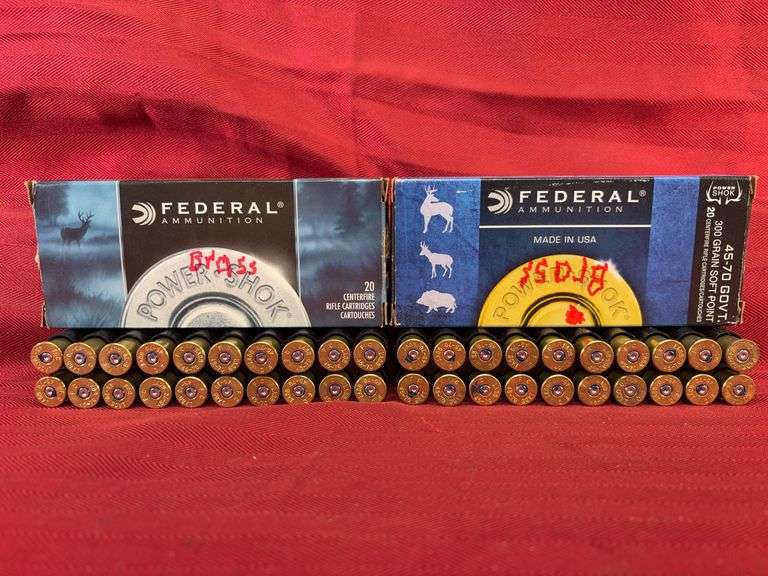 2-20 RD Boxes Federal Power-Shok 45-70 Gov't Brass